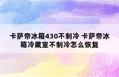 卡萨帝冰箱430不制冷 卡萨帝冰箱冷藏室不制冷怎么恢复